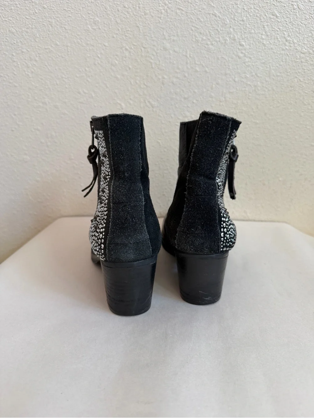 Carvela by Kurt Geiger Black Leather & Suede Studded Ankle Boots — EU 37
